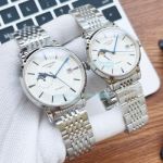 High Quality Replica Longines White Dial Stainless Steel Strap Moonphase Couple Watch